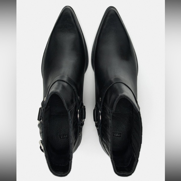 ZARA Cowboy Ankle Boots 100% Cow Leather - Picture 13 of 13